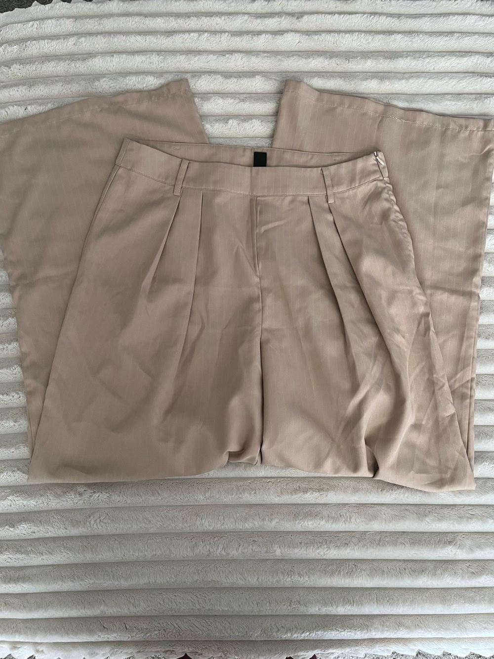 Cider Wide Leg Pleated Pants in Light Taupe